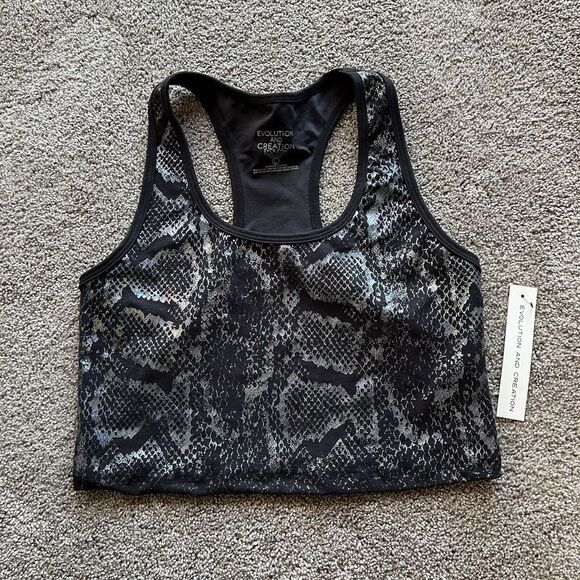 Evolution And Creation Kendall Black Iridescent Snakeskin Cropped Racerback top‎ - Picture 2 of 5